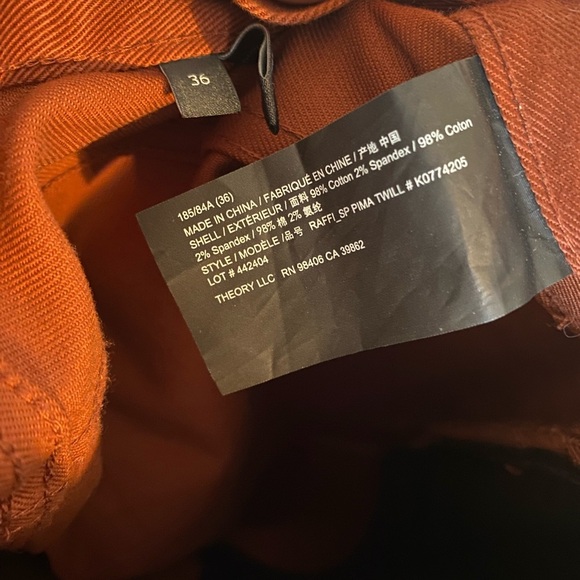 Theory Tech Raffi Compact Straight Slim Fit Ponte Pants in Burnt Orange - Picture 9 of 9